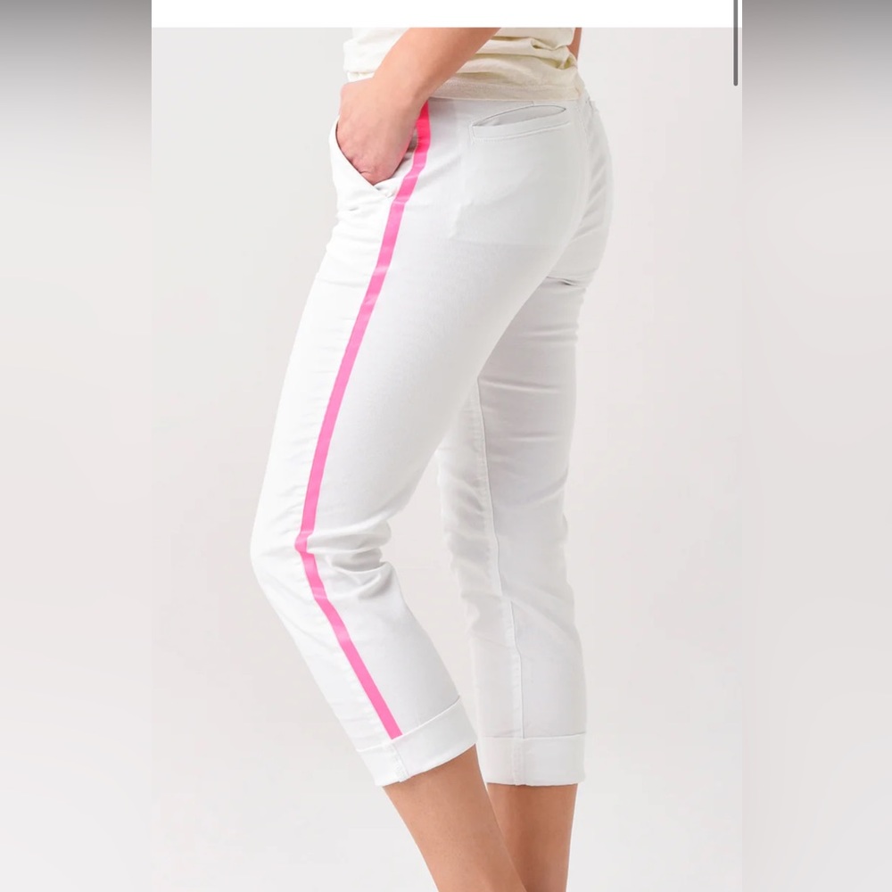 SUNDRY Women's Stripe Rollup Trouser Pants Asymmetrical Color Side Stripes